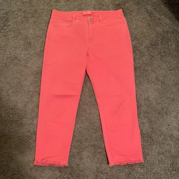 J.Jill Denim Authentic Fit Cropped Coral Pants SZ 8 - Picture 2 of 8